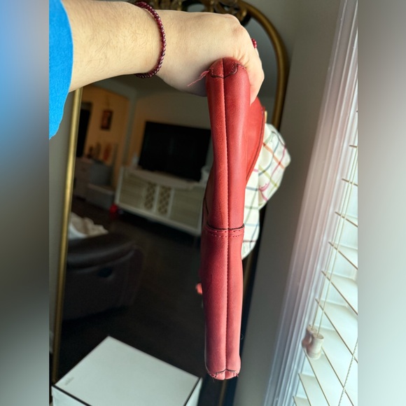 Coach Bleecker Tattersall Red Orange Leather Shoulder Bag - Picture 8 of 9